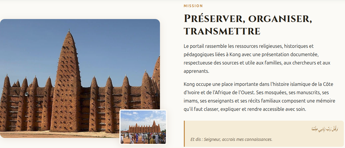 Comment j'ai construit un portail patrimonial pour préserver l'islam de Kong